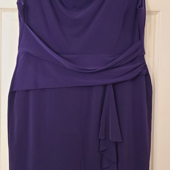 Purple Draped Neck Polyester Dress ~ Size 12-14 Large - Picture 3 of 7